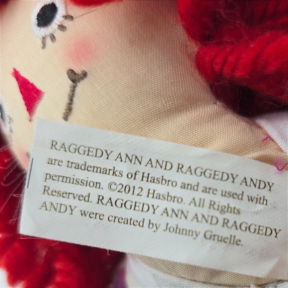 2012 Aurora Raggedy Ann & Andy Dolls Pair 9" Classic Plush Hasbro Ann Has Tag - Picture 11 of 14